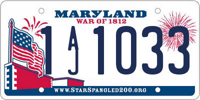 MD license plate 1AJ1033