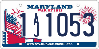 MD license plate 1AJ1053