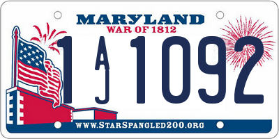 MD license plate 1AJ1092