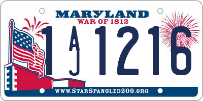 MD license plate 1AJ1216