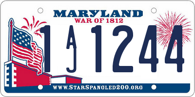 MD license plate 1AJ1244