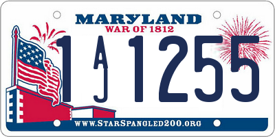 MD license plate 1AJ1255