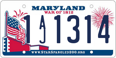 MD license plate 1AJ1314