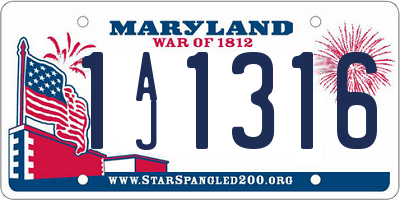 MD license plate 1AJ1316