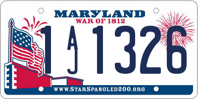MD license plate 1AJ1326
