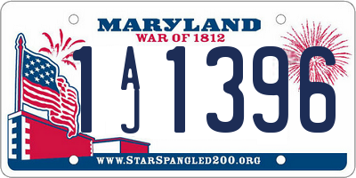 MD license plate 1AJ1396