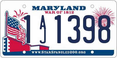 MD license plate 1AJ1398