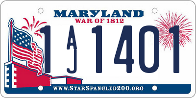 MD license plate 1AJ1401