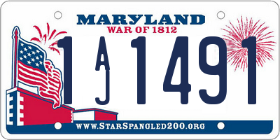MD license plate 1AJ1491