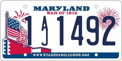 MD license plate 1AJ1492