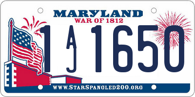MD license plate 1AJ1650