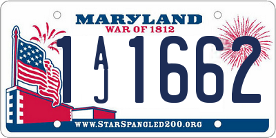 MD license plate 1AJ1662