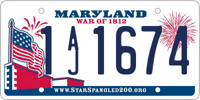 MD license plate 1AJ1674