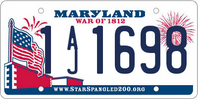 MD license plate 1AJ1698
