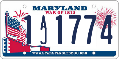MD license plate 1AJ1774