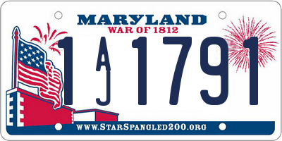 MD license plate 1AJ1791