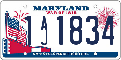 MD license plate 1AJ1834
