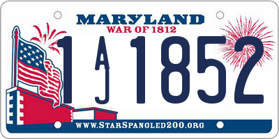 MD license plate 1AJ1852
