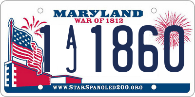 MD license plate 1AJ1860