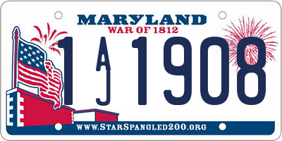 MD license plate 1AJ1908