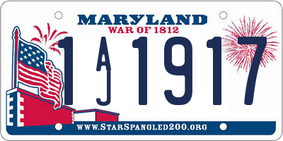 MD license plate 1AJ1917