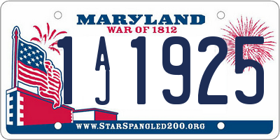 MD license plate 1AJ1925