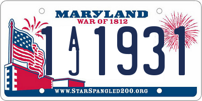 MD license plate 1AJ1931