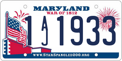 MD license plate 1AJ1933