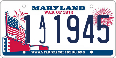 MD license plate 1AJ1945