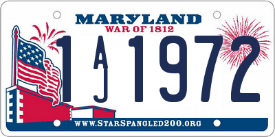MD license plate 1AJ1972