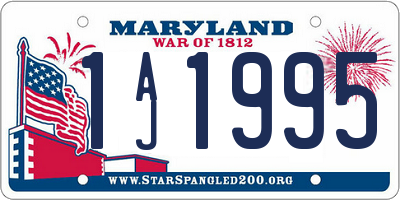 MD license plate 1AJ1995