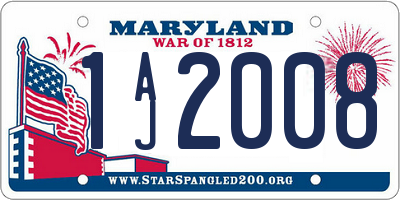 MD license plate 1AJ2008