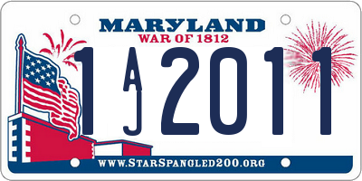 MD license plate 1AJ2011