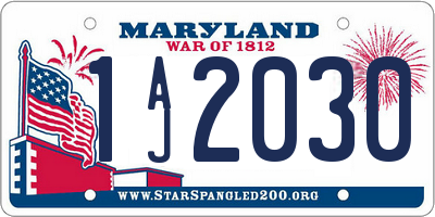 MD license plate 1AJ2030