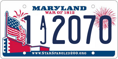MD license plate 1AJ2070