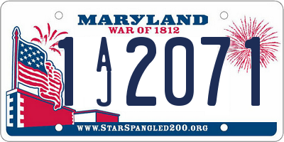 MD license plate 1AJ2071
