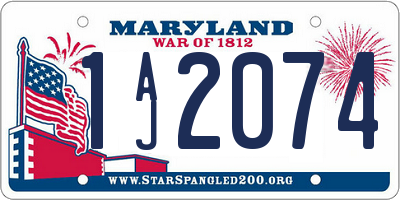 MD license plate 1AJ2074