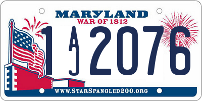 MD license plate 1AJ2076