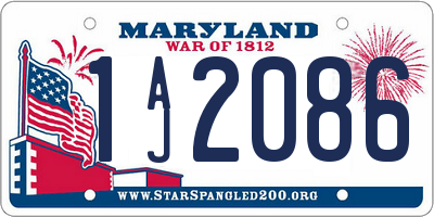MD license plate 1AJ2086