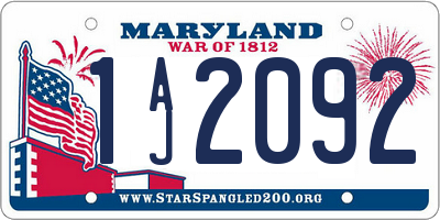MD license plate 1AJ2092