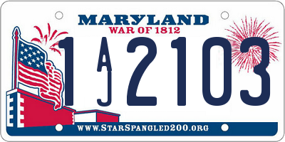 MD license plate 1AJ2103