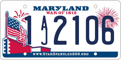 MD license plate 1AJ2106