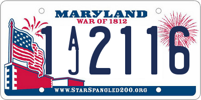 MD license plate 1AJ2116