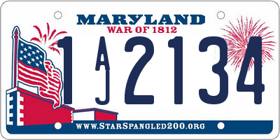 MD license plate 1AJ2134