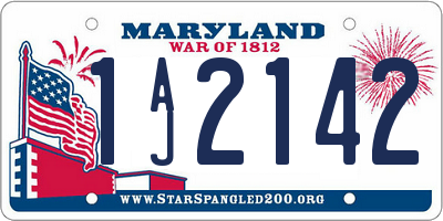 MD license plate 1AJ2142