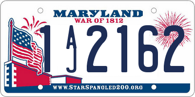 MD license plate 1AJ2162