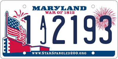 MD license plate 1AJ2193
