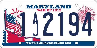 MD license plate 1AJ2194