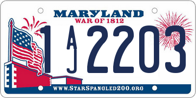 MD license plate 1AJ2203