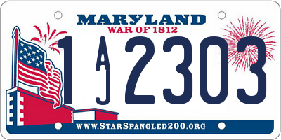 MD license plate 1AJ2303